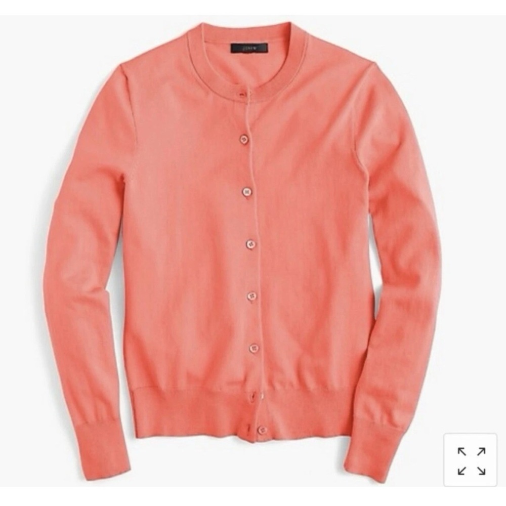 J. CREW WOMEN THE CLARE COTTON CARDIGAN XL {FITS S/M} CORAL CAREER LIGHTWEIGHT